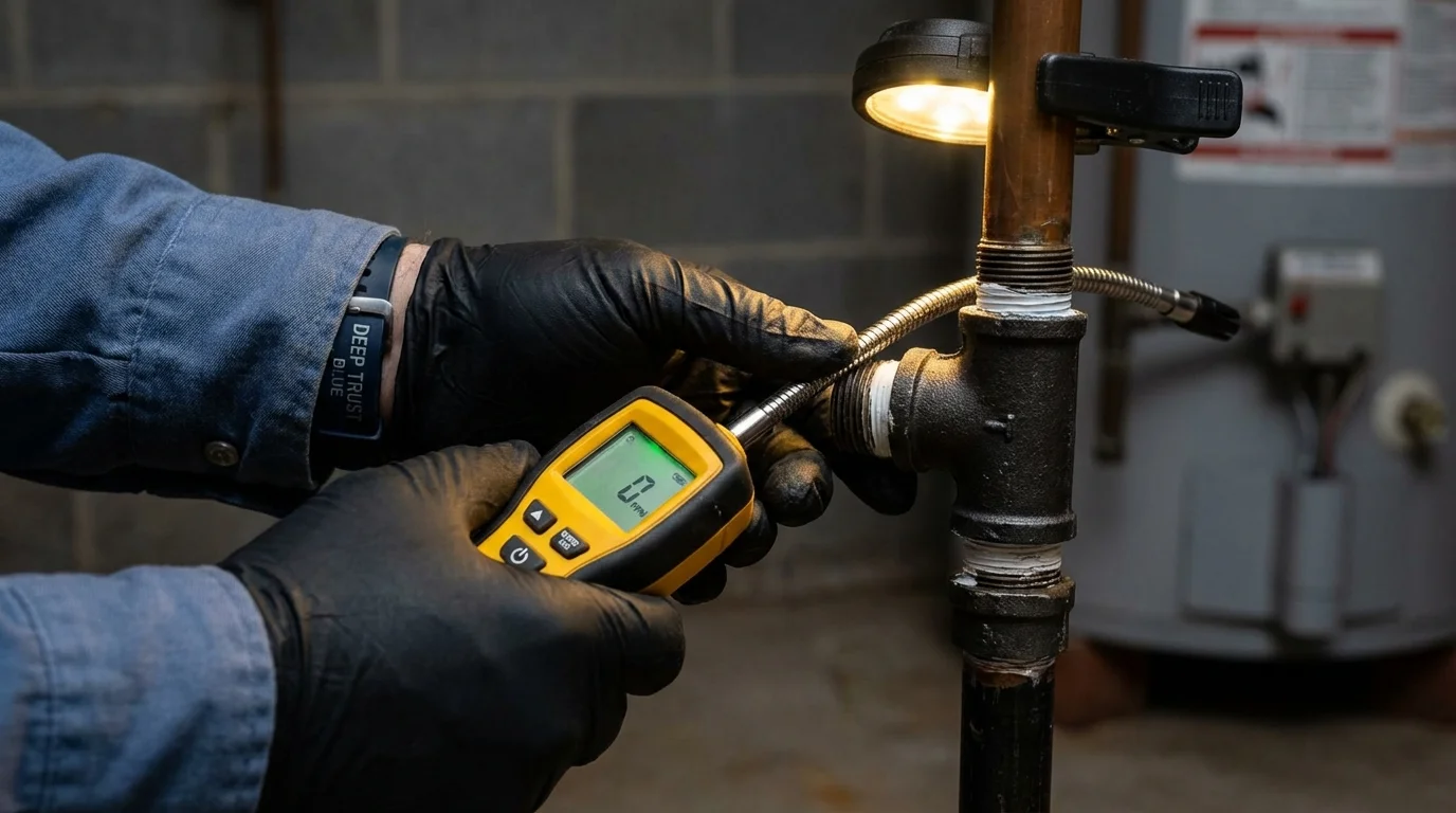 Gas leak detection with electronic sniffer by Johns Plumbing LLC in Chico